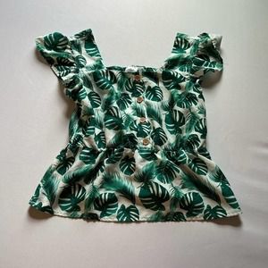 ☘️ Monstera square neck summer blouse M